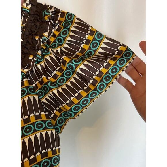 Milly Of New York 100% Silk Short-Sleeve Tribal-Print Dress Sz 4 Lined - Picture 4 of 9